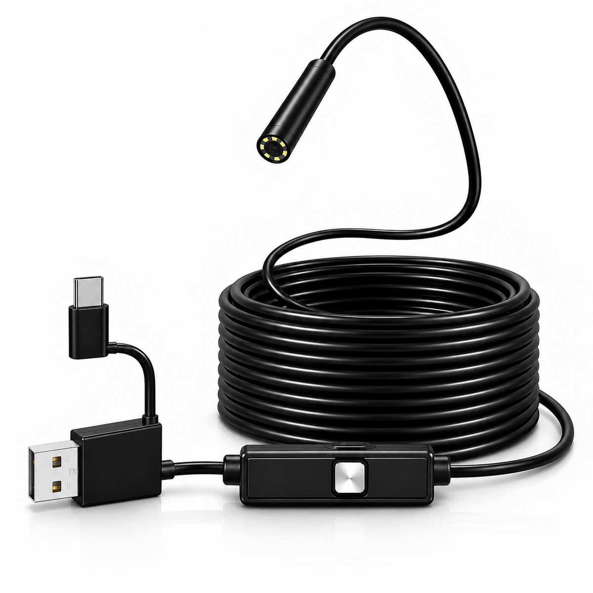 Камера-ендоскоп 7 мм з підсвіткою IP67, USB / Micro USB / Type-C для Android та ПК
