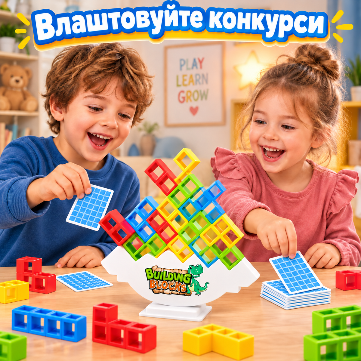 Настільна гра балансир тетріс Tetris Tower 32 деталі з кольоровими блоками-thumbmail-2