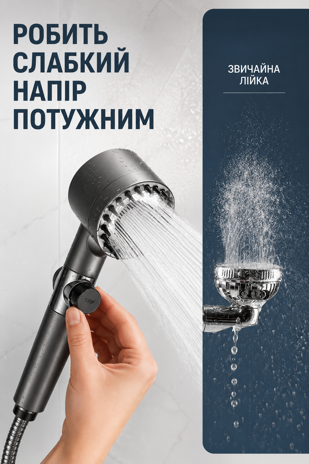 Душова турболійка Shower Head з тримачем на стіну і шлангом для душу