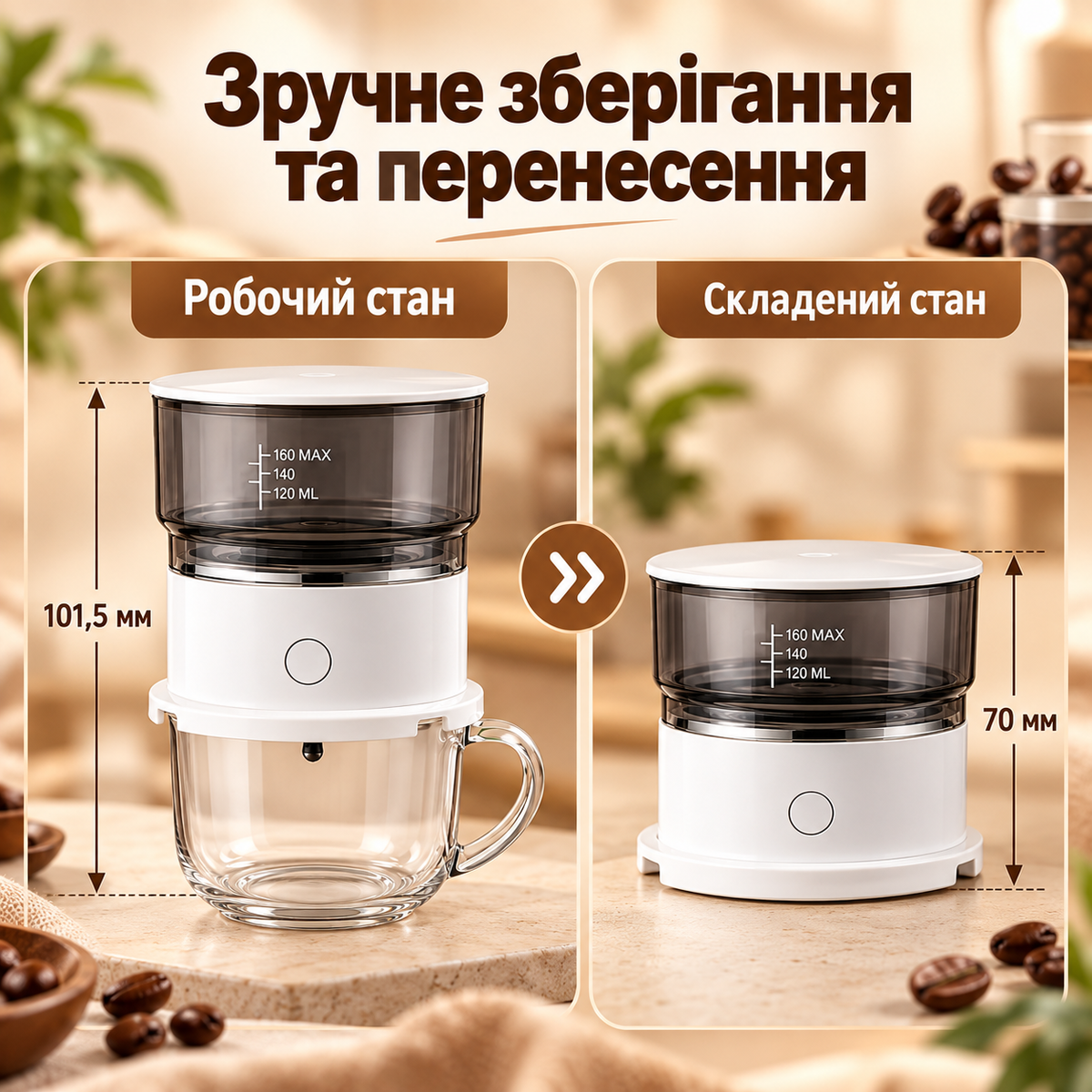 Автоматична кавоварка пуровер Pour Over 160 мл з багаторазовим фільтром SUS304, резервуаром Tritan та живленням від 2 AAA-thumbmail-6