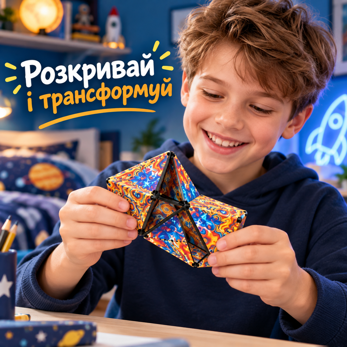 Магнітний куб-головоломка Magic Cube, 3D-трансформер, до 72 форм, 6,2 см