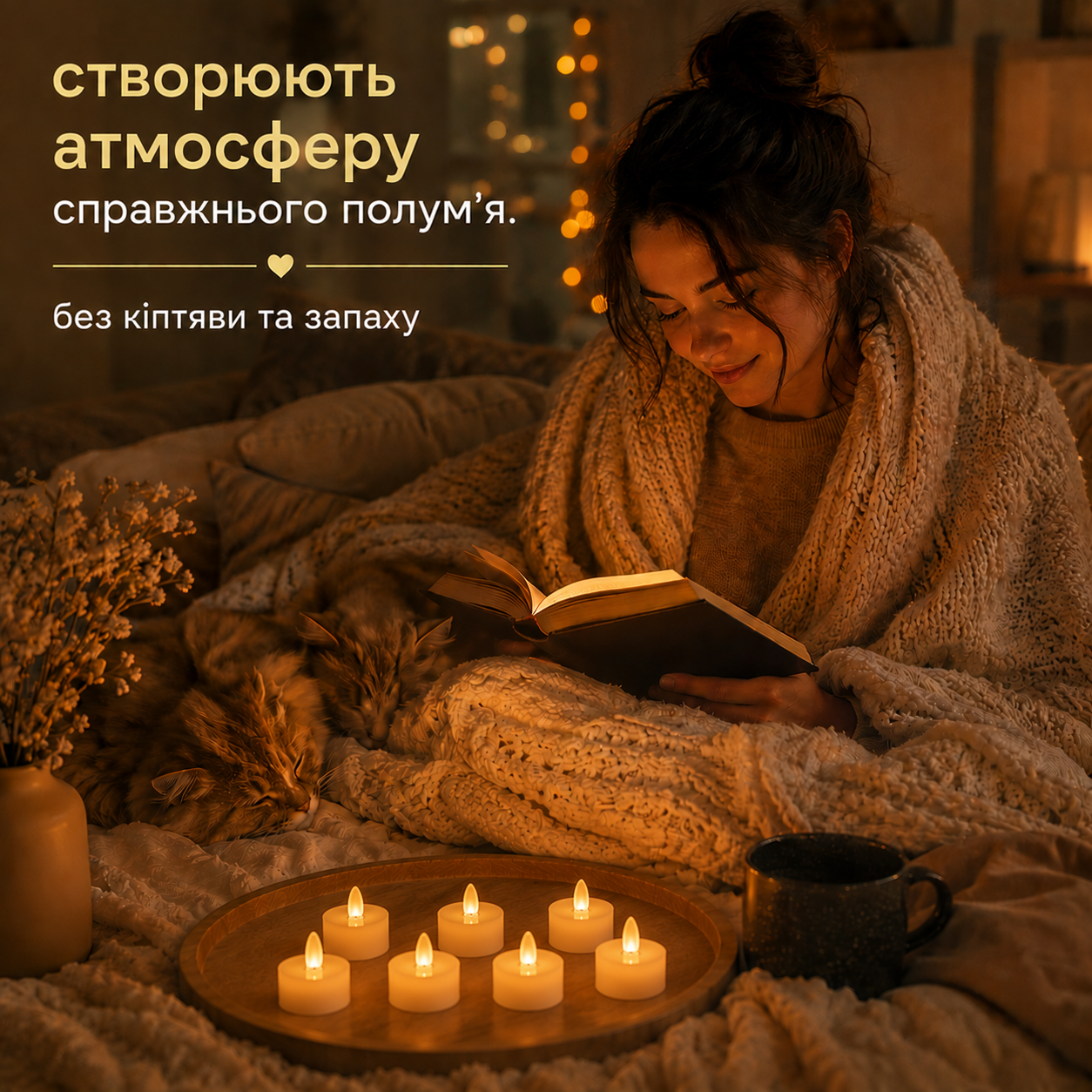 Набір світлодіодних свічок LED на батарейках 24 шт., тепле біле світло, білі, батарейки в комплекті-thumbmail-2