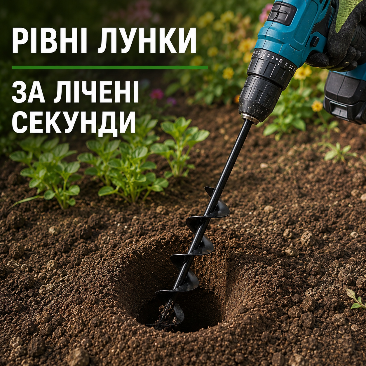 Садовий шнековий бур для дриля та шуруповерта, 450 мм, Ø40 мм, з інструментальної сталі, чорний-thumbmail-6
