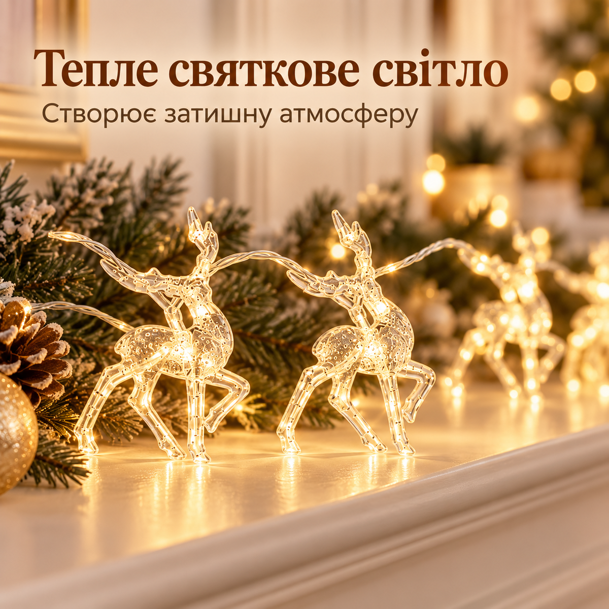 Світлодіодна гірлянда з оленями 1,5 м, 9 LED фігурок 12 × 6 см, тепле біле світло, на батарейках AA-thumbmail-2