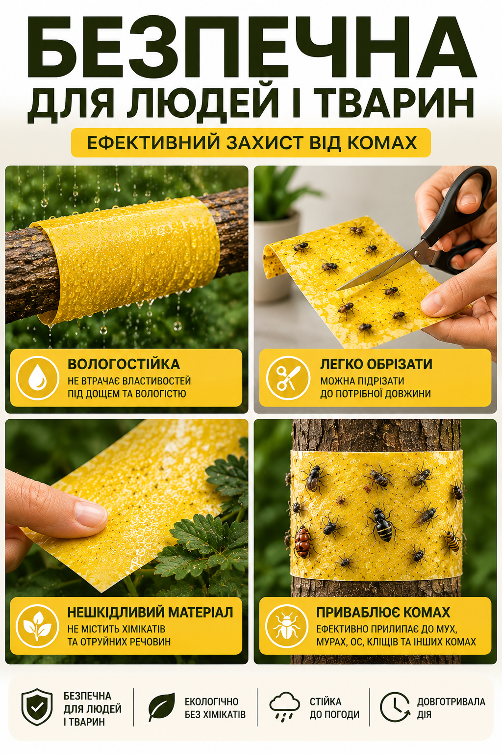 Клейова пастка для захисту рослин від комах (рулонна стрічка від мурах) 4.5 м×10 см-thumbmail-3