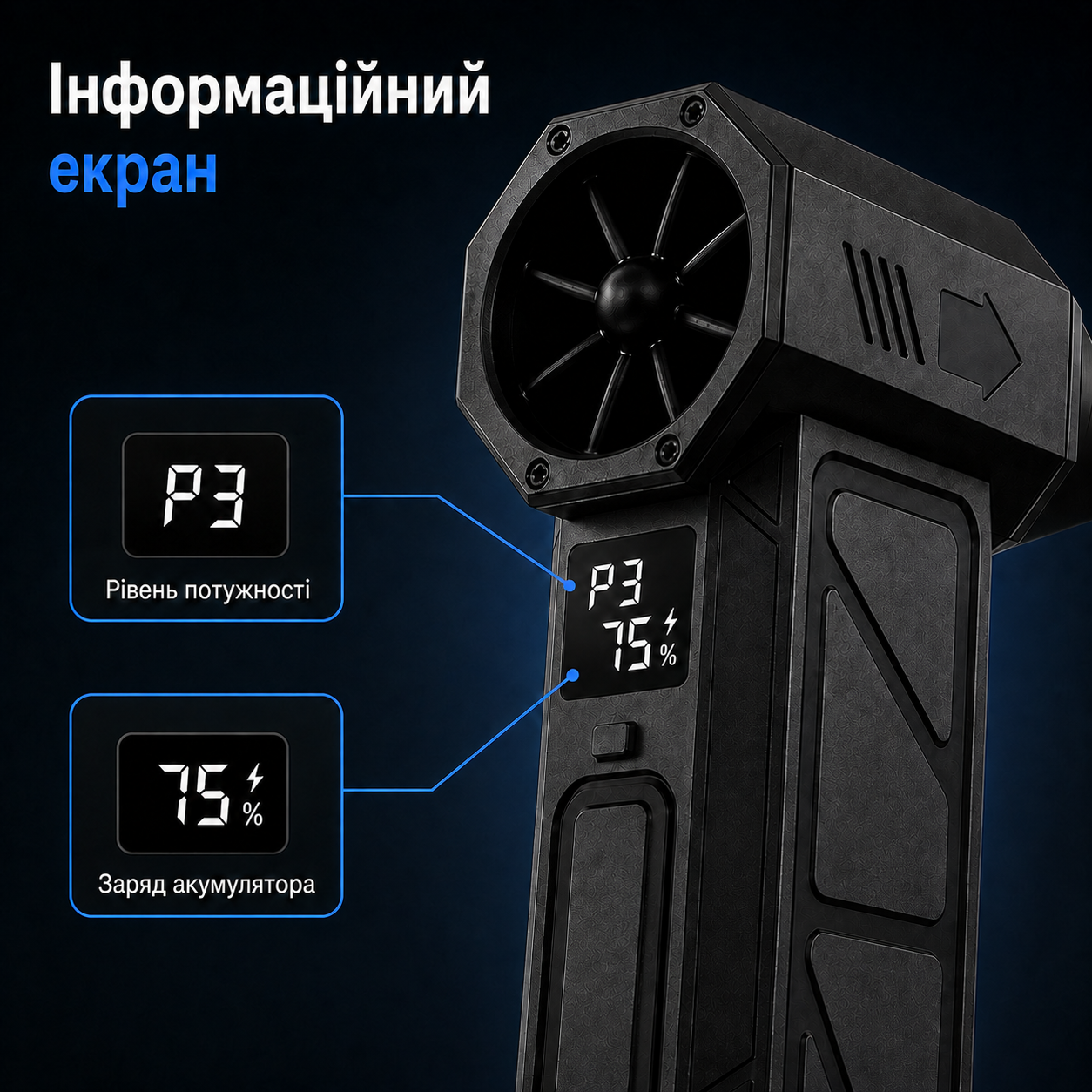 Портативний акумуляторний турбовентилятор 130 000 об/хв, 5000 мА·год, 4 режими, USB Type-C-thumbmail-3