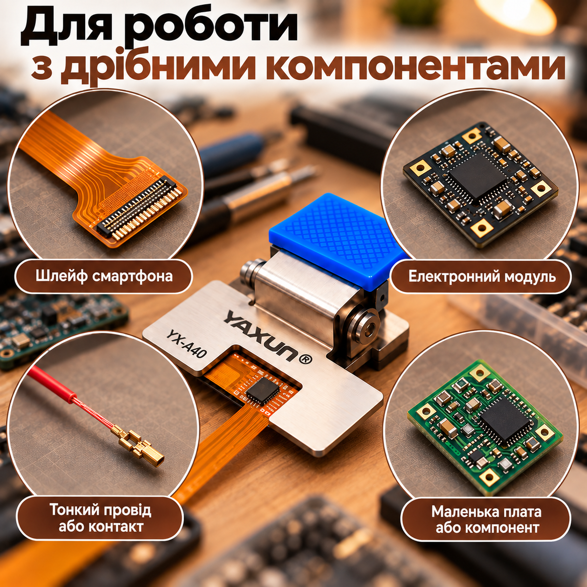 Тримач для шлейфів YAXUN YX-A40 металевий пружинний затискач для ремонту смартфонів, плат, мікросхем та електронних компонентів-thumbmail-3