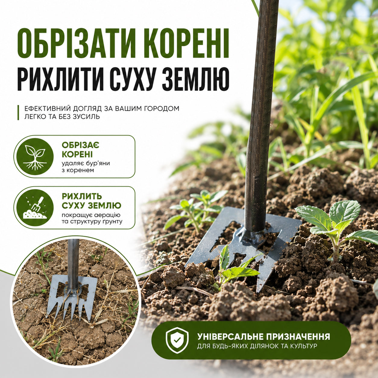 Ручний культиватор-розпушувач для видалення бур'янів із землі (сапка-мотига-тяпка)-thumbmail-4