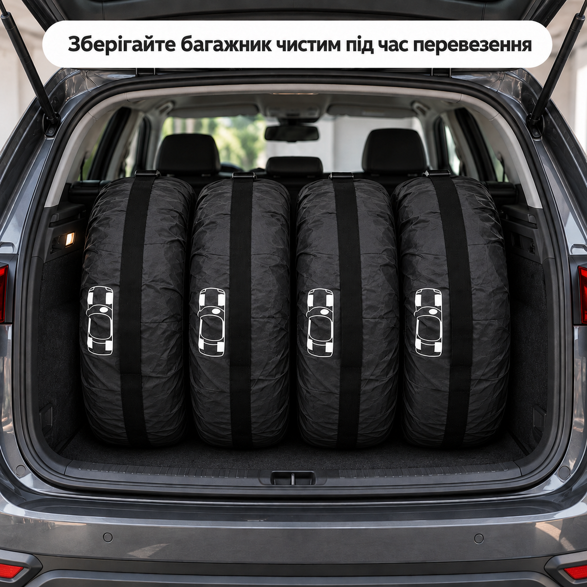 Чохли для автомобільних шин та коліс R13–R16, комплект 4 шт., до 66 см, з ручками та фіксацією-thumbmail-3