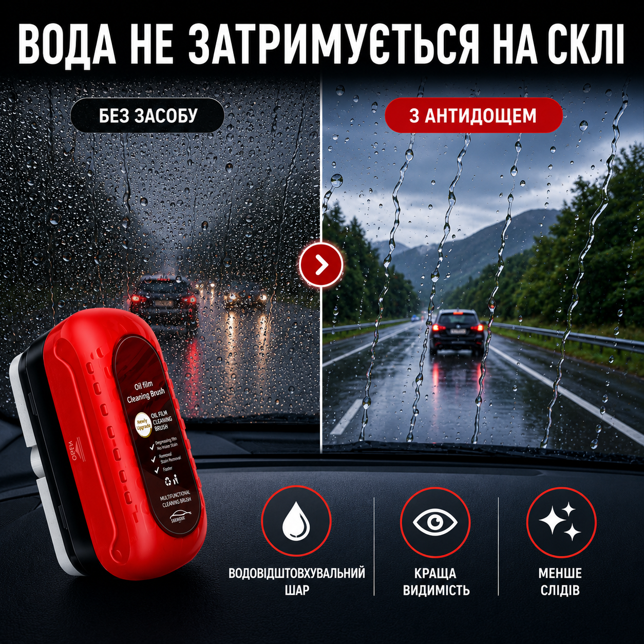 Гідрофобний аплікатор для скла автомобіля з ефектом "Антидощ", очищення та водовідштовхувальне покриття, 120 мл-thumbmail-3