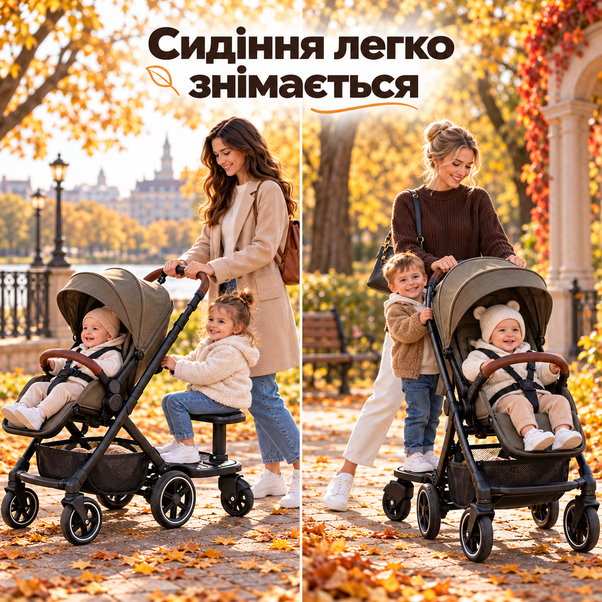 Підніжка для дитячої коляски з сидінням і ремінцем, платформа для другої дитини-thumbmail-3