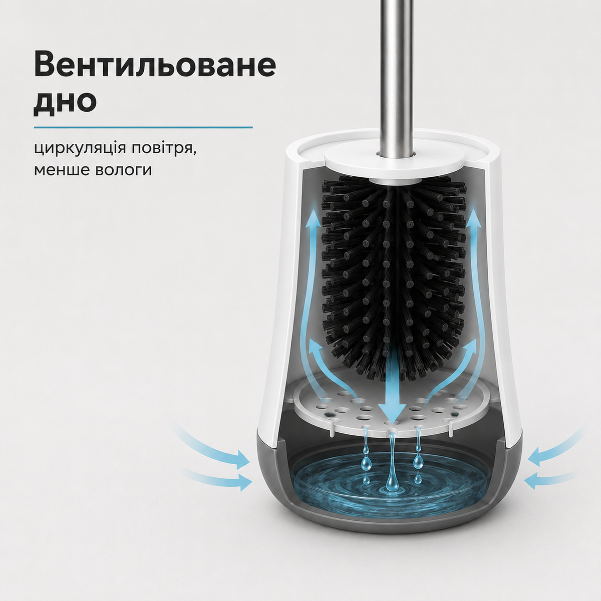 Туалетний йоржик із силіконовою щіткою та закритою вентильованою підставкою, білий-thumbmail-3
