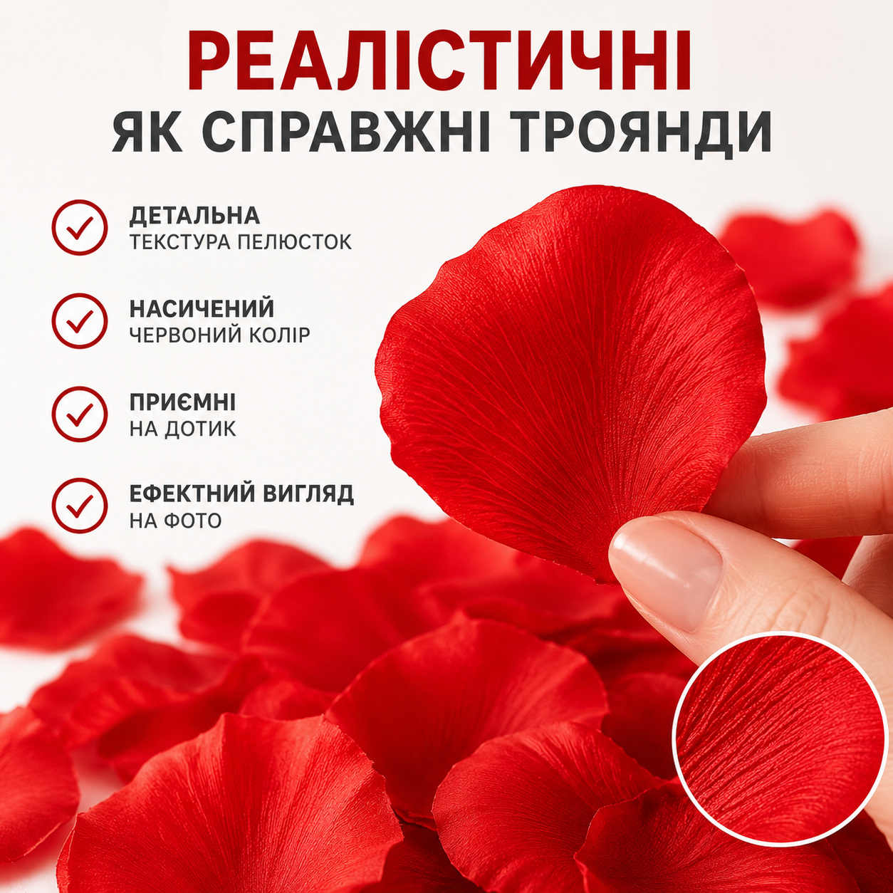 Декоративні пелюстки троянд із штучного шовку, 100 шт, червоні-thumbmail-4