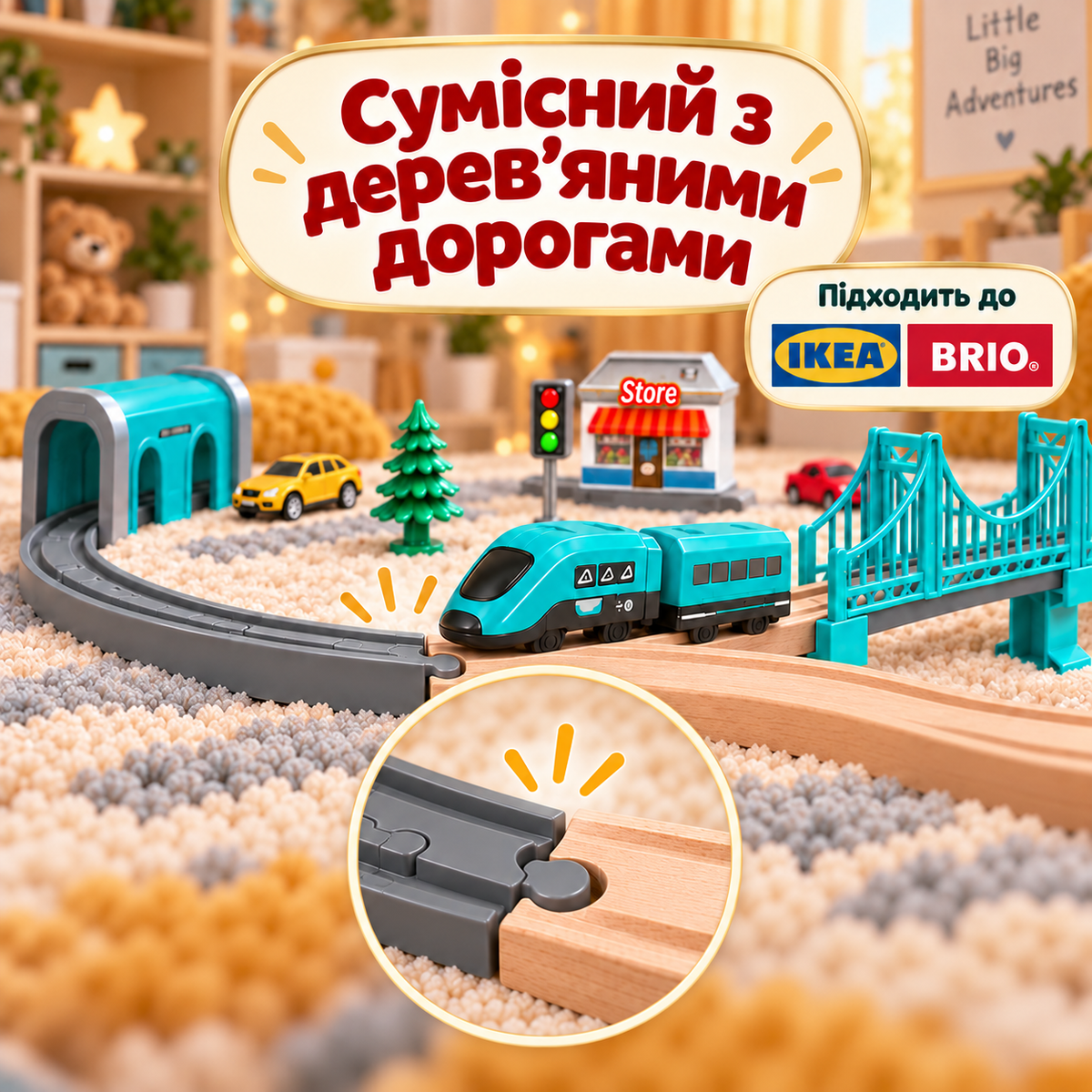 Залізниця дитяча з електропоїздом 66 деталей 230 см-thumbmail-4