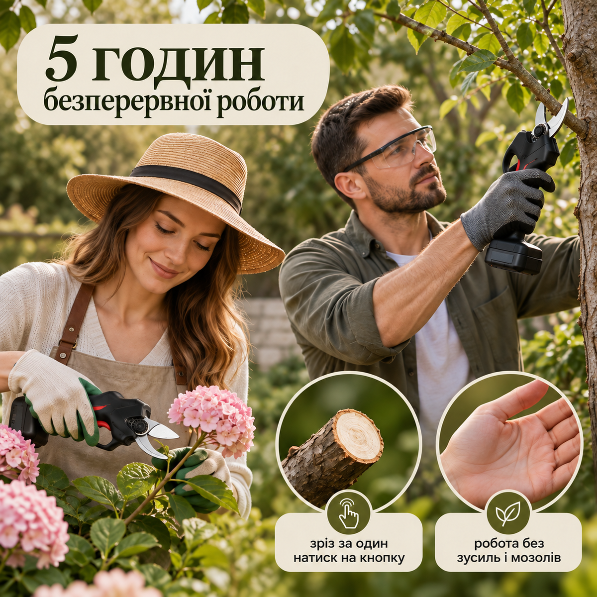 Акумуляторний секатор для обрізання гілок діаметр зрізу до 30 мм, 2 акумулятори 2000 мАг, леза зі сталі SK5-thumbmail-4