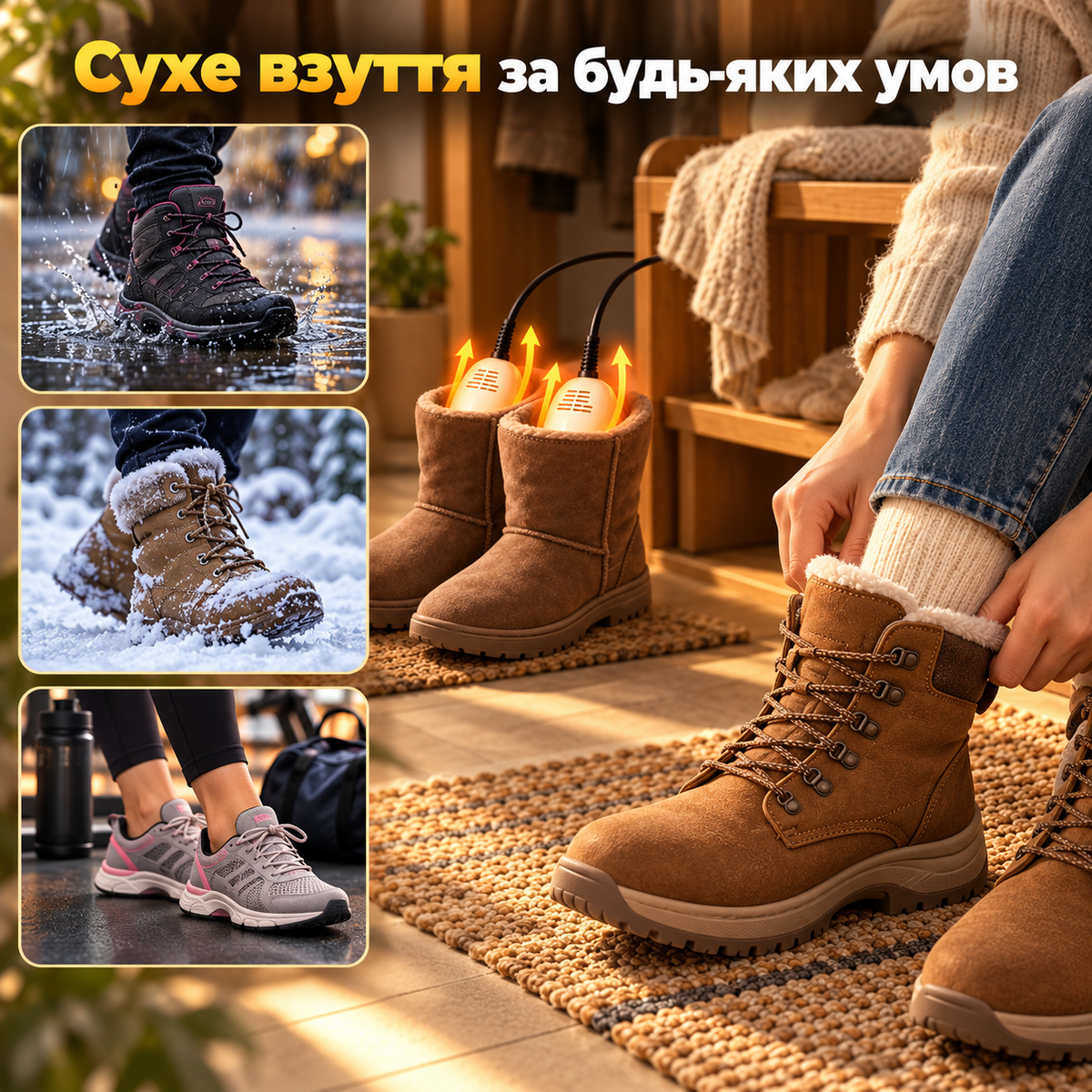 Електрична сушарка для взуття до 70 °C, 2 нагрівальні елементи, 220 В-thumbmail-4