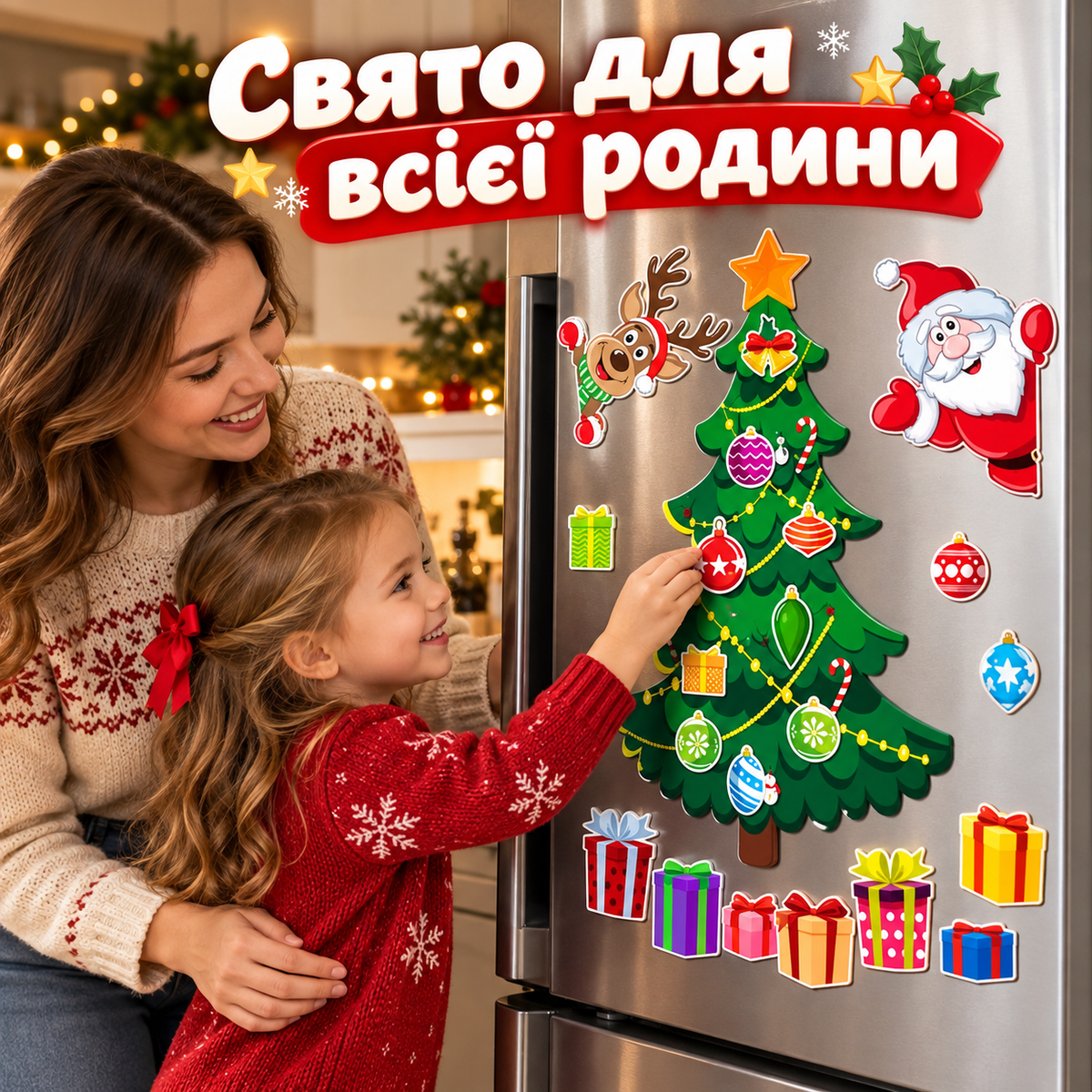 Новорічні магніти на холодильник для металевих поверхонь, магнітна новорічна ялинка на холодильник-thumbmail-5