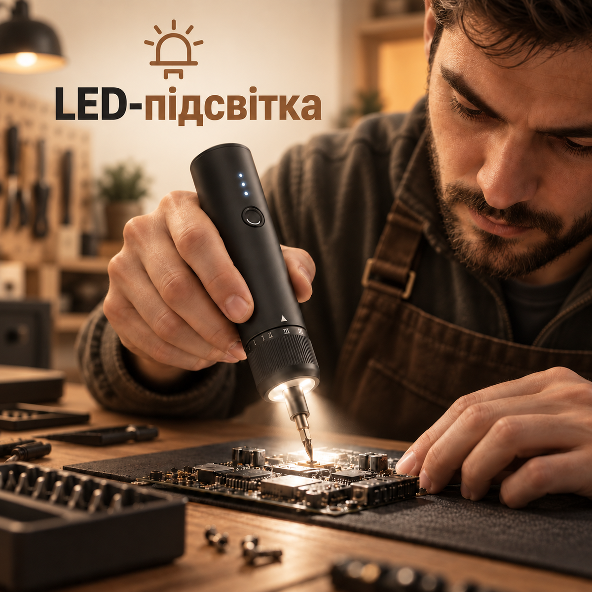 Акумуляторна викрутка 5 Нм, 2000 мАгод, набір 27 предметів, USB Type-C, у кейсі-thumbmail-5