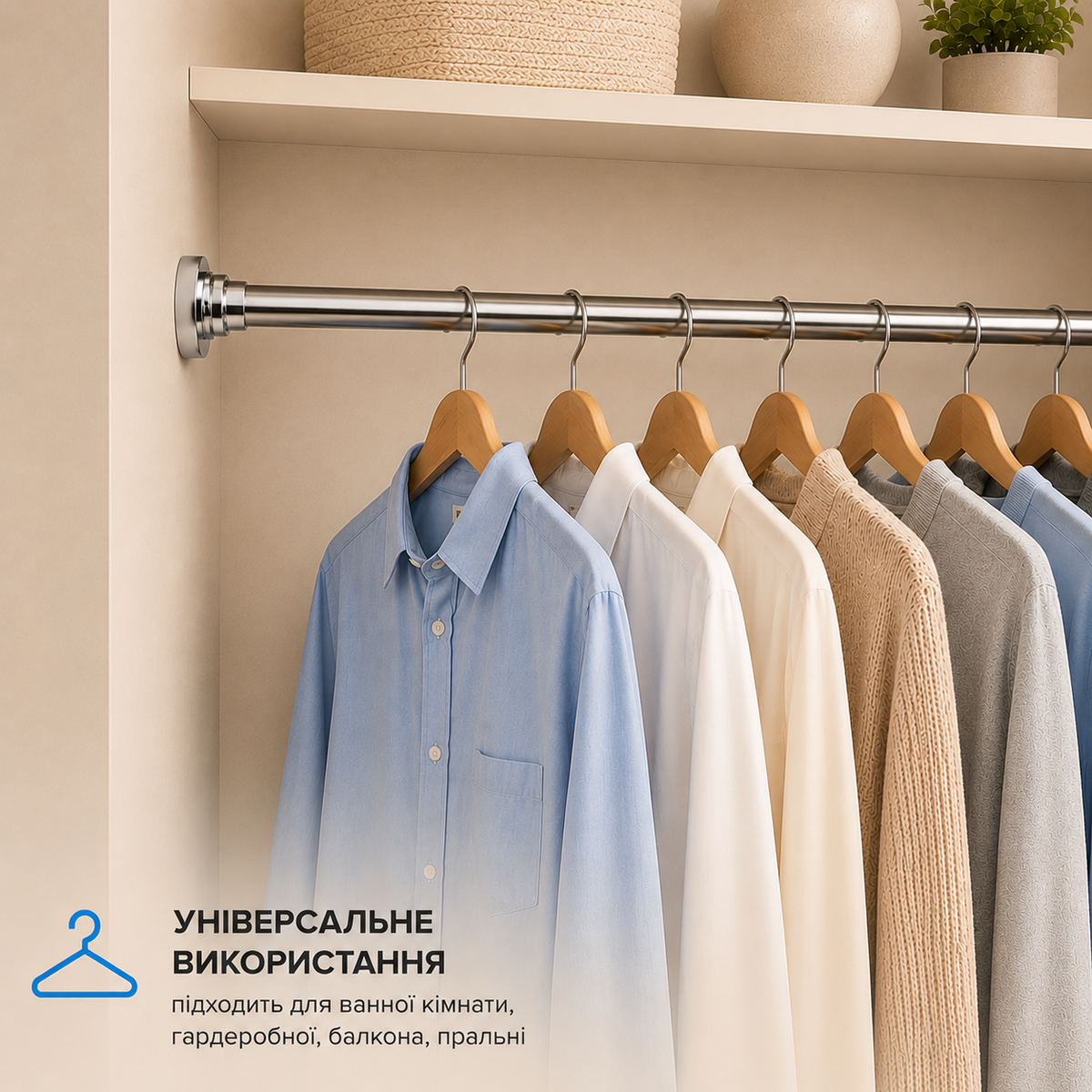 Телескопічний карниз для ванної, 150–270 см, з нержавіючої сталі, без свердління-thumbmail-5
