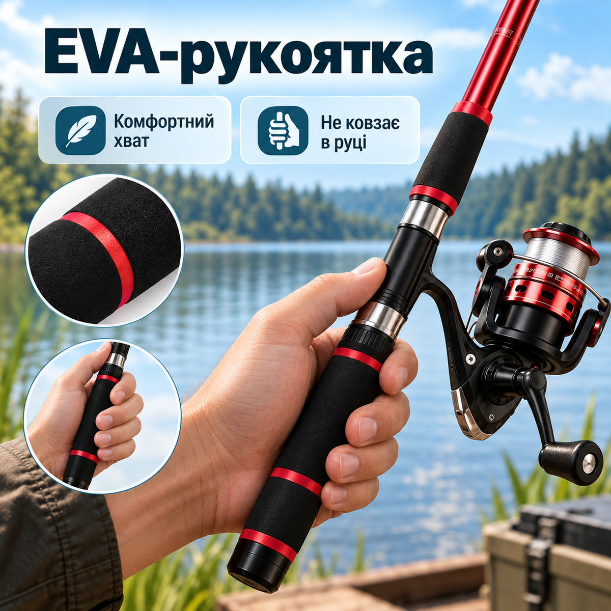 Телескопічна вудка 1,8 м з котушкою, спінінг з чохлом та набором рибальських аксесуарів-thumbmail-4