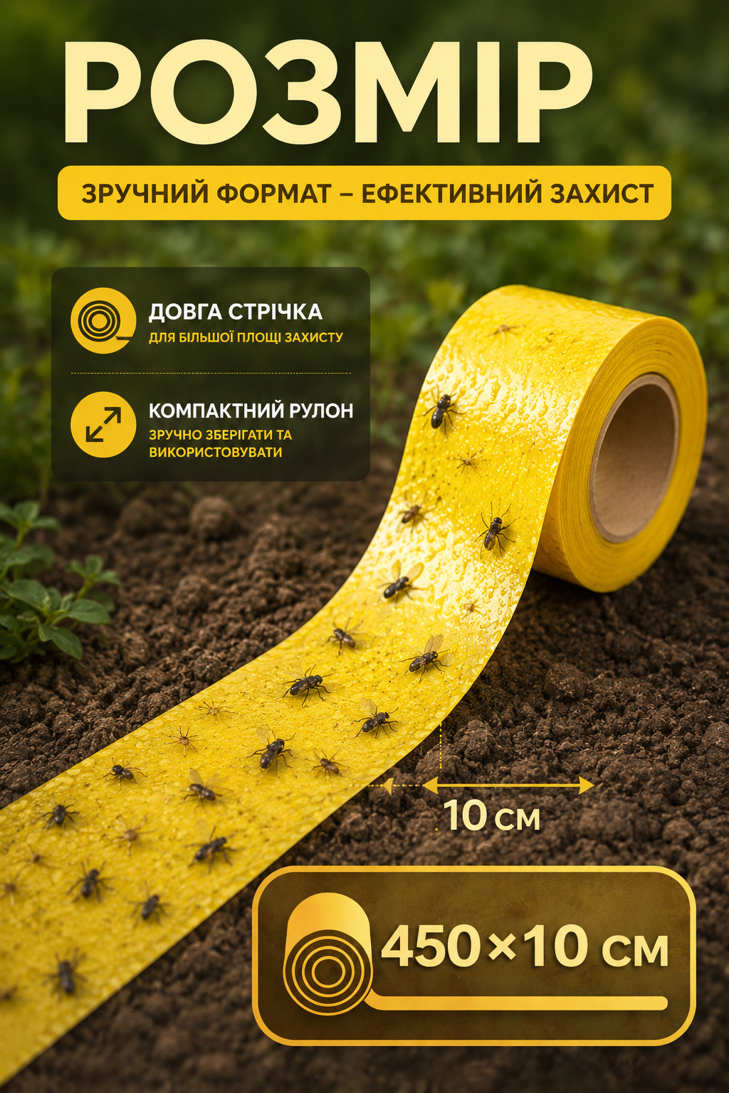 Клейова пастка для захисту рослин від комах (рулонна стрічка від мурах) 4.5 м×10 см-thumbmail-5