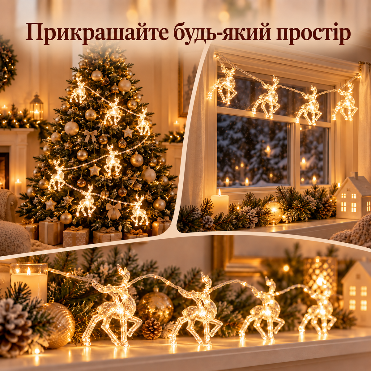 Світлодіодна гірлянда з оленями 1,5 м, 9 LED фігурок 12 × 6 см, тепле біле світло, на батарейках AA-thumbmail-5
