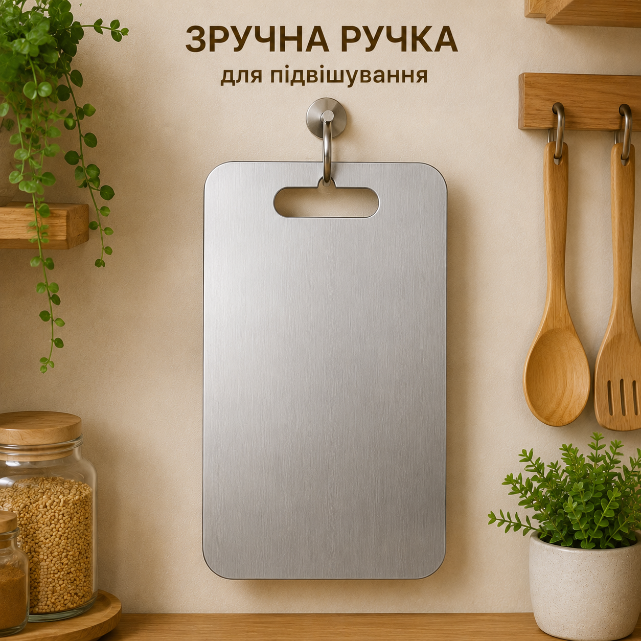 Дошка з нержавіючої сталі SUS 304, 29 × 20 см, двостороння, з ручкою, для будь-яких продуктів-thumbmail-5