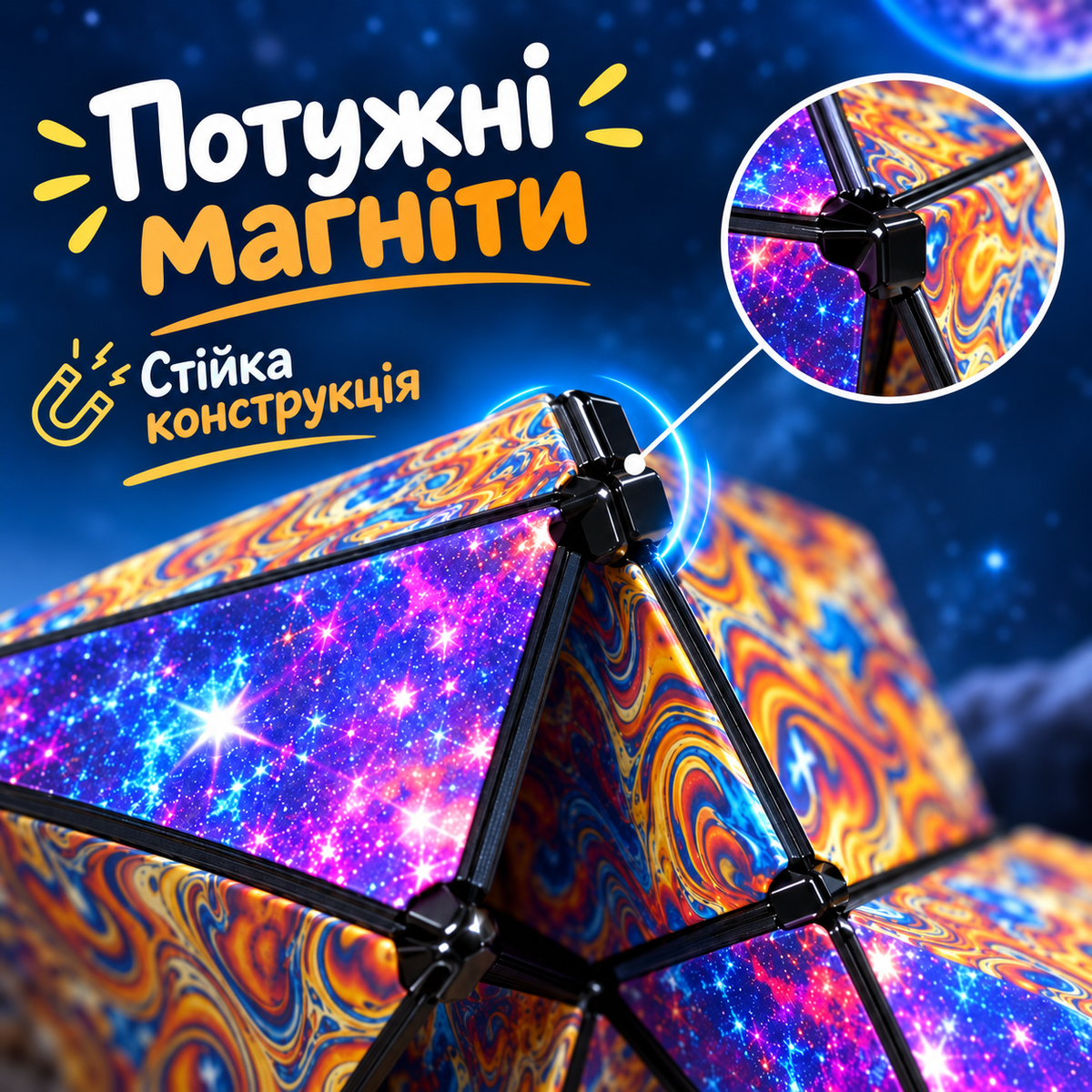 Магнітний куб-головоломка Magic Cube, 3D-трансформер, до 72 форм, 6,2 см-thumbmail-4