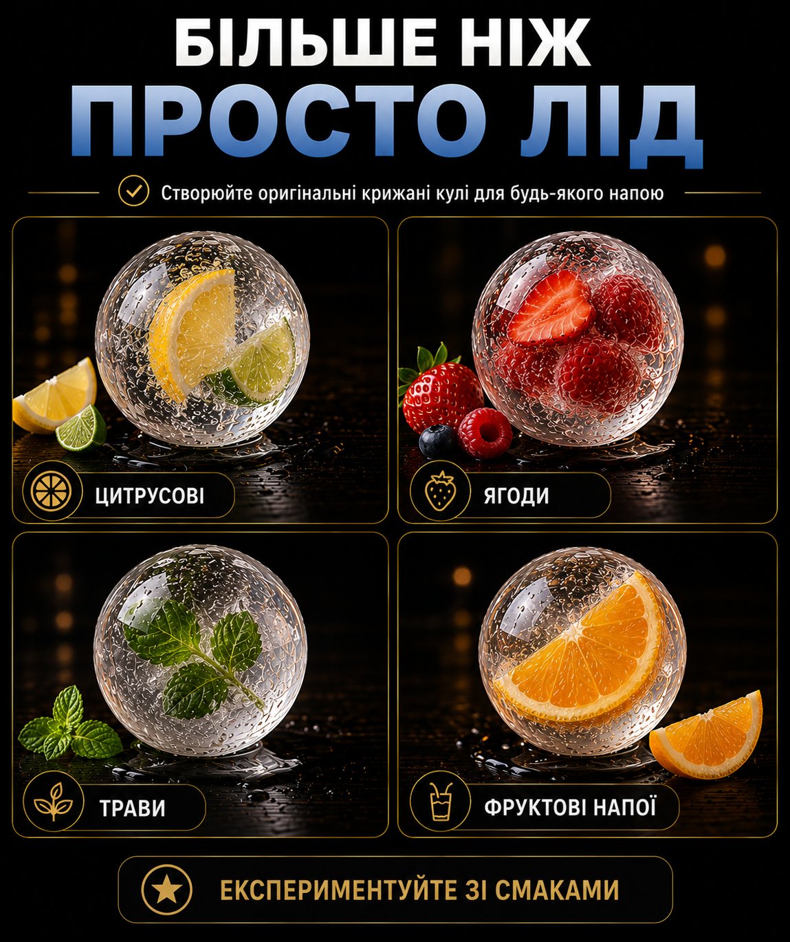 Форма для льоду у вигляді сфери Ø6 см — силіконова форма для великої крижаного кулі, сіра-thumbmail-6