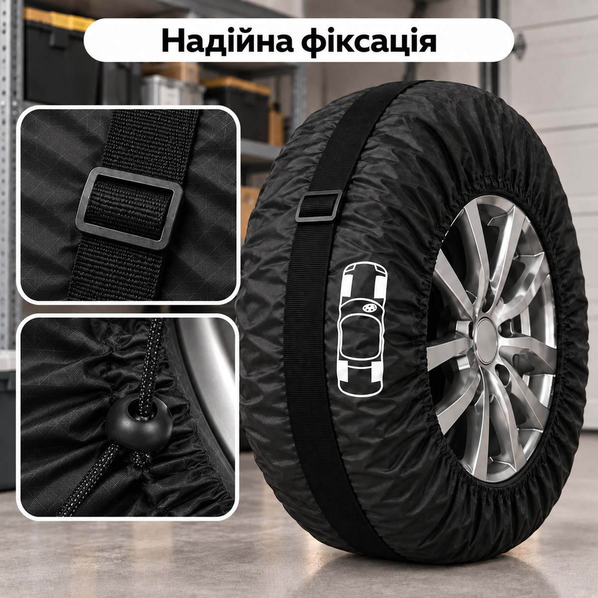 Чохли для автомобільних шин та коліс R13–R16, комплект 4 шт., до 66 см, з ручками та фіксацією-thumbmail-5