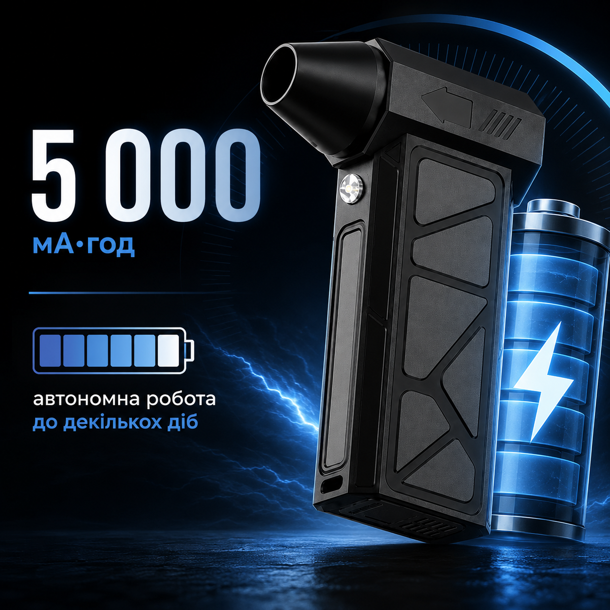 Портативний акумуляторний турбовентилятор 130 000 об/хв, 5000 мА·год, 4 режими, USB Type-C-thumbmail-5