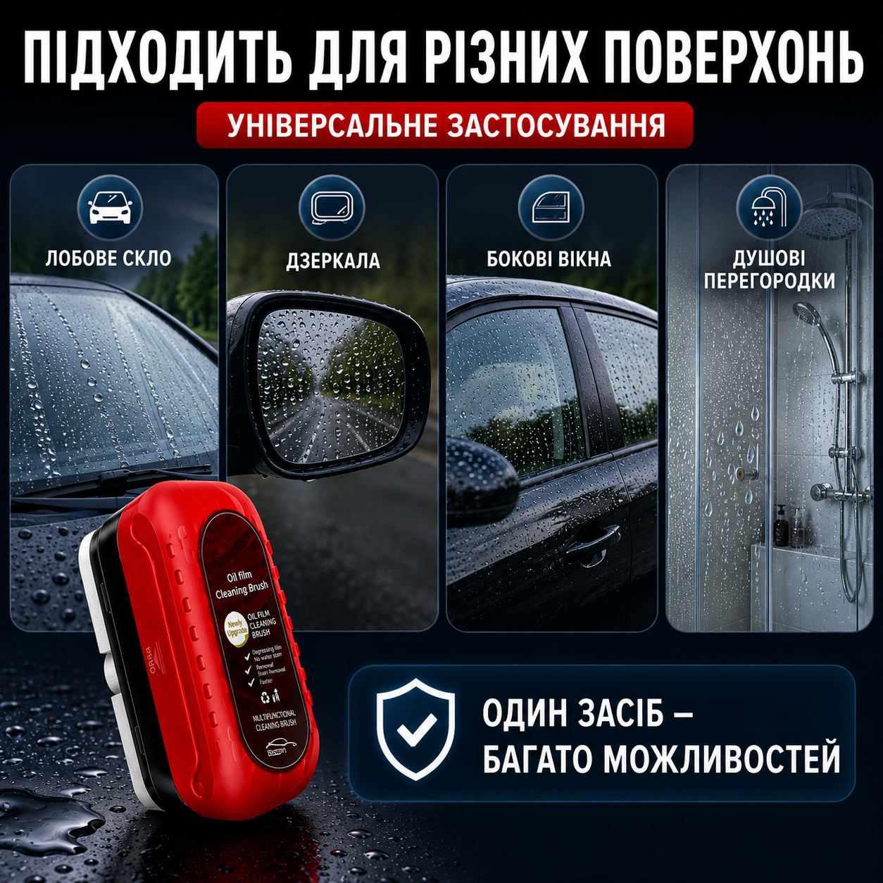 Гідрофобний аплікатор для скла автомобіля з ефектом "Антидощ", очищення та водовідштовхувальне покриття, 120 мл-thumbmail-6
