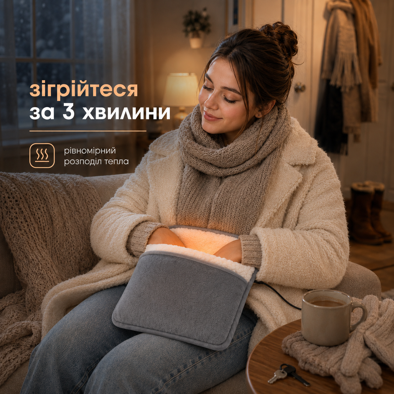 Електрична грілка для ніг, з USB-підігрівом, 29 × 29 см, сіра-thumbmail-5