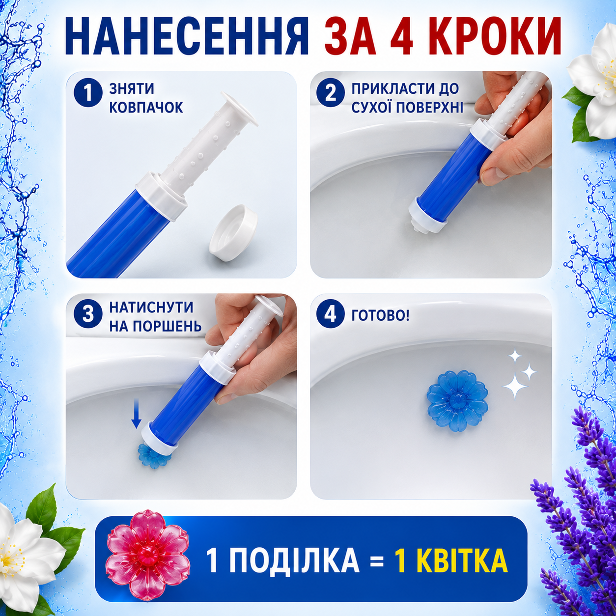 Гель-освіжувач для унітаза у шприцах, набір 6 ароматів, 6 дозаторів-квіток-thumbmail-7
