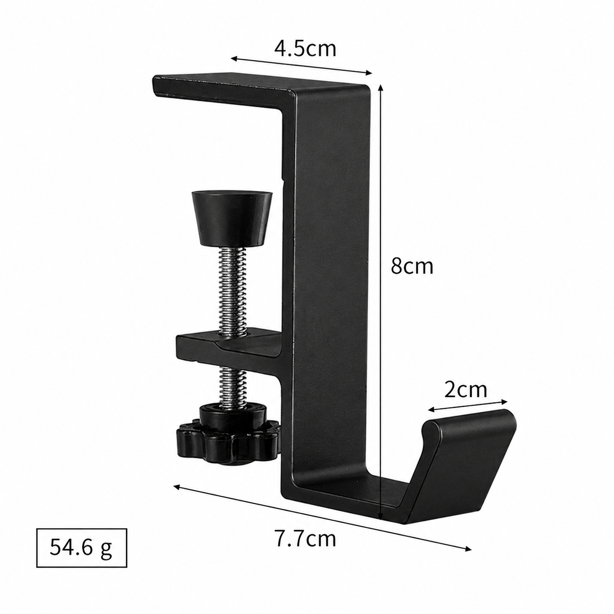 Тримач для навушників із затискачем на стіл, металевий, чорний, до 54 мм-thumbmail-6