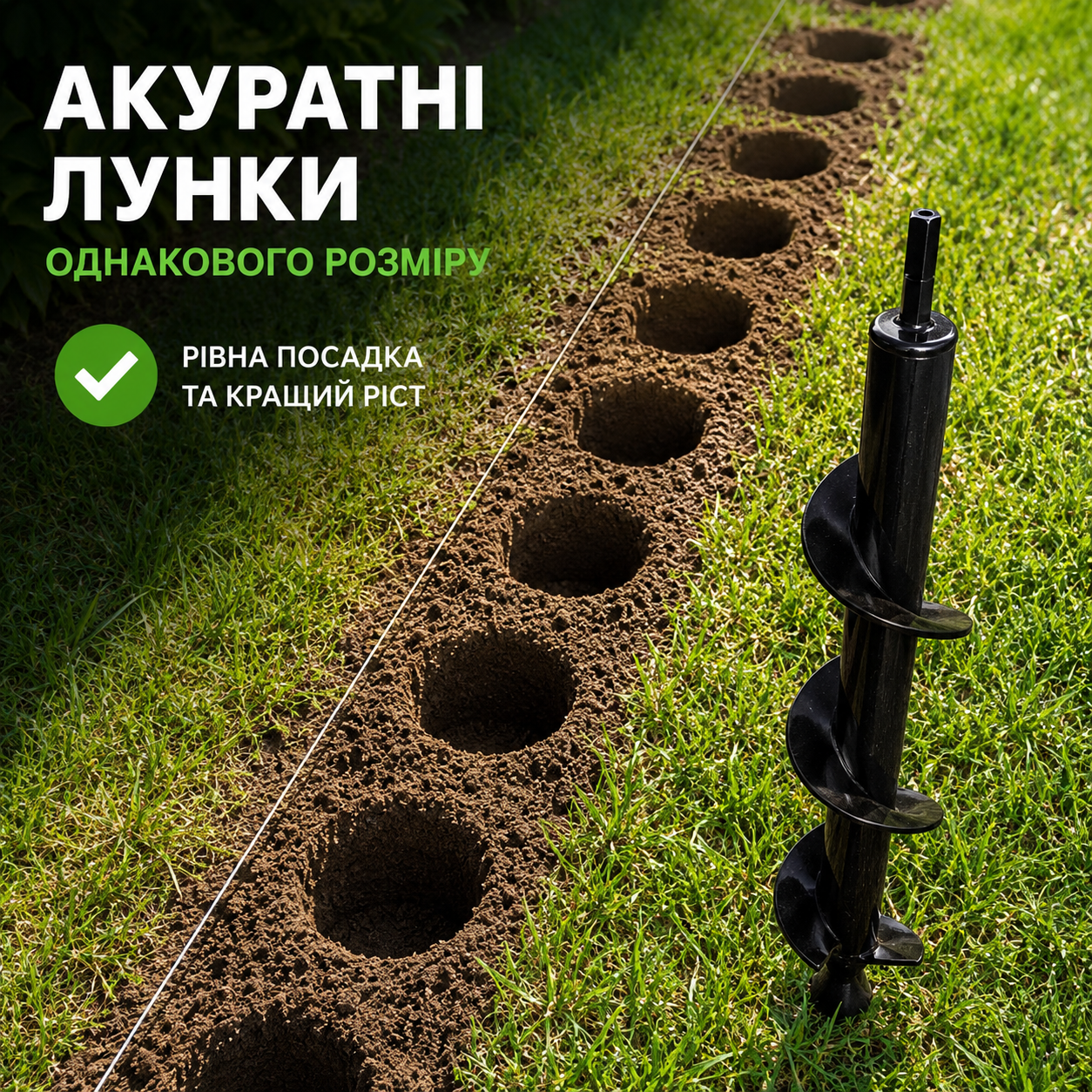 Садовий шнековий бур для дриля та шуруповерта 8×30 см, з вуглецевої сталі, шестигранний хвостовик-thumbmail-7