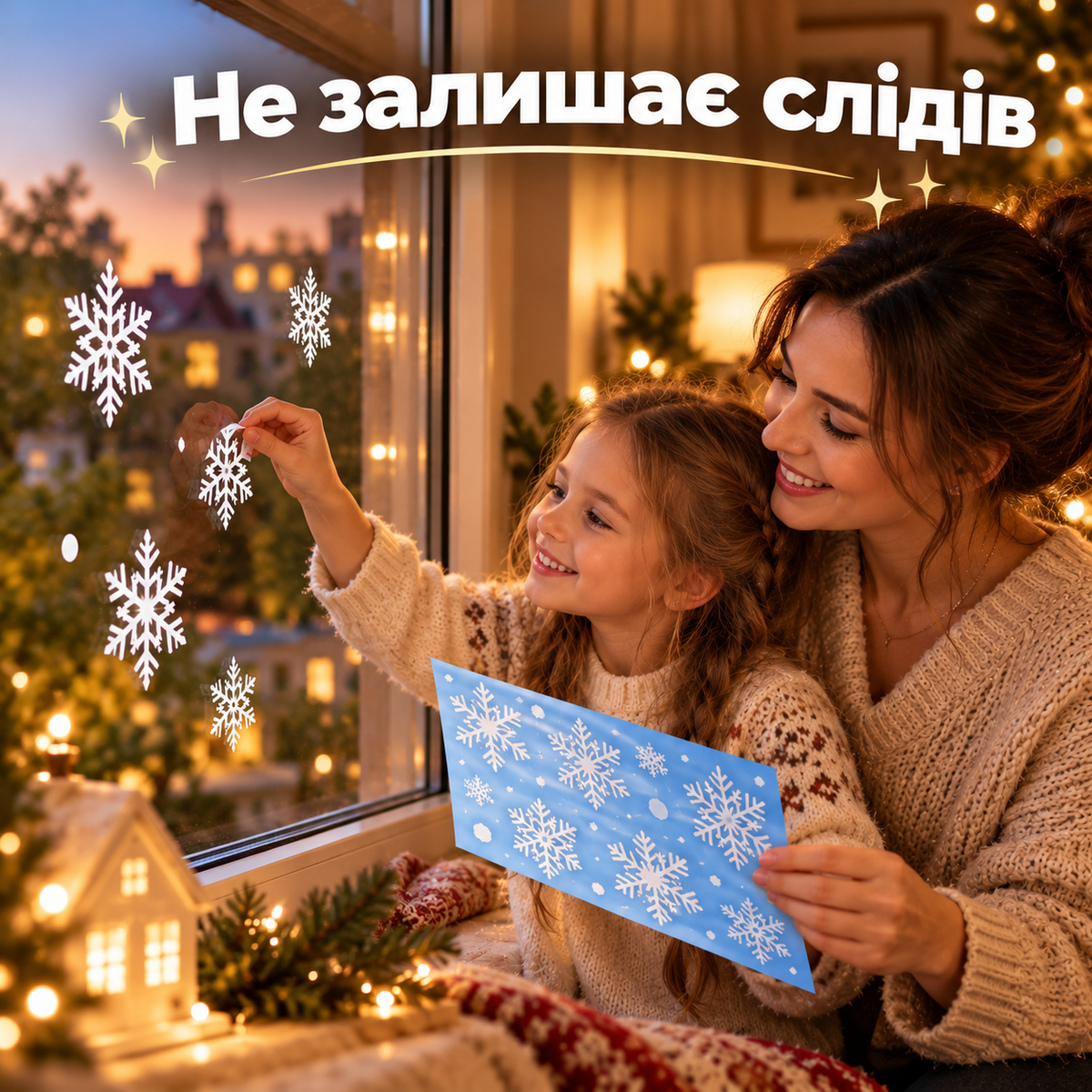 Наліпки-сніжинки на вікна, 197 шт. на 6 аркушах, багаторазове використання, з ПВХ, білі