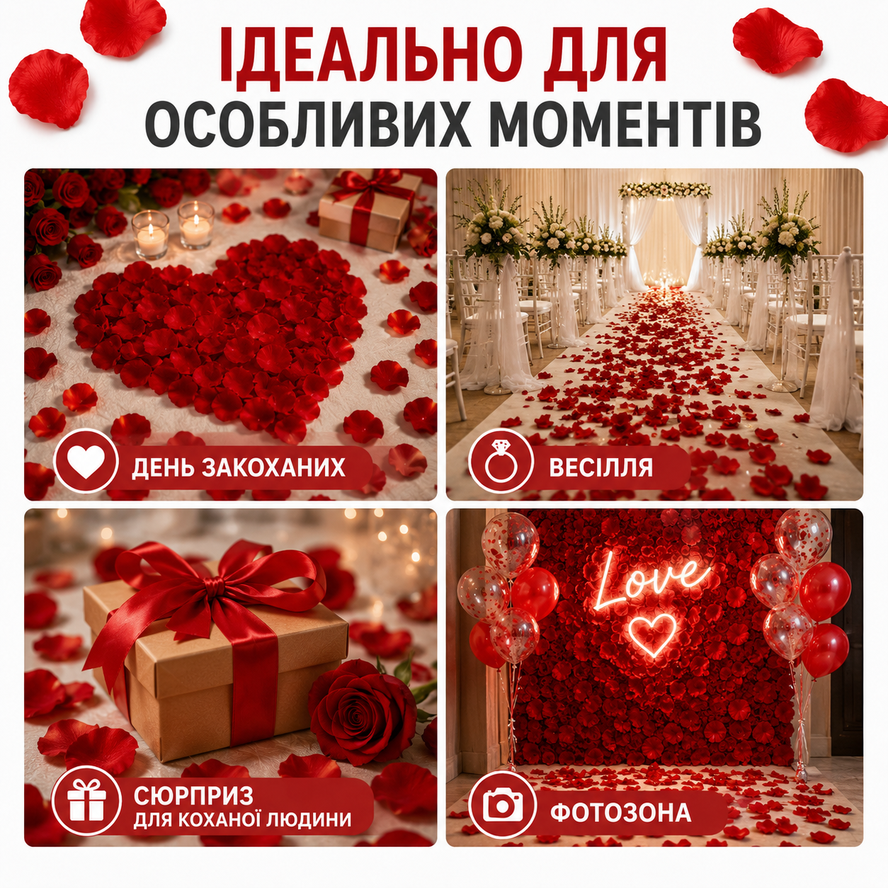 Декоративні пелюстки троянд із штучного шовку, 100 шт, червоні-thumbmail-8