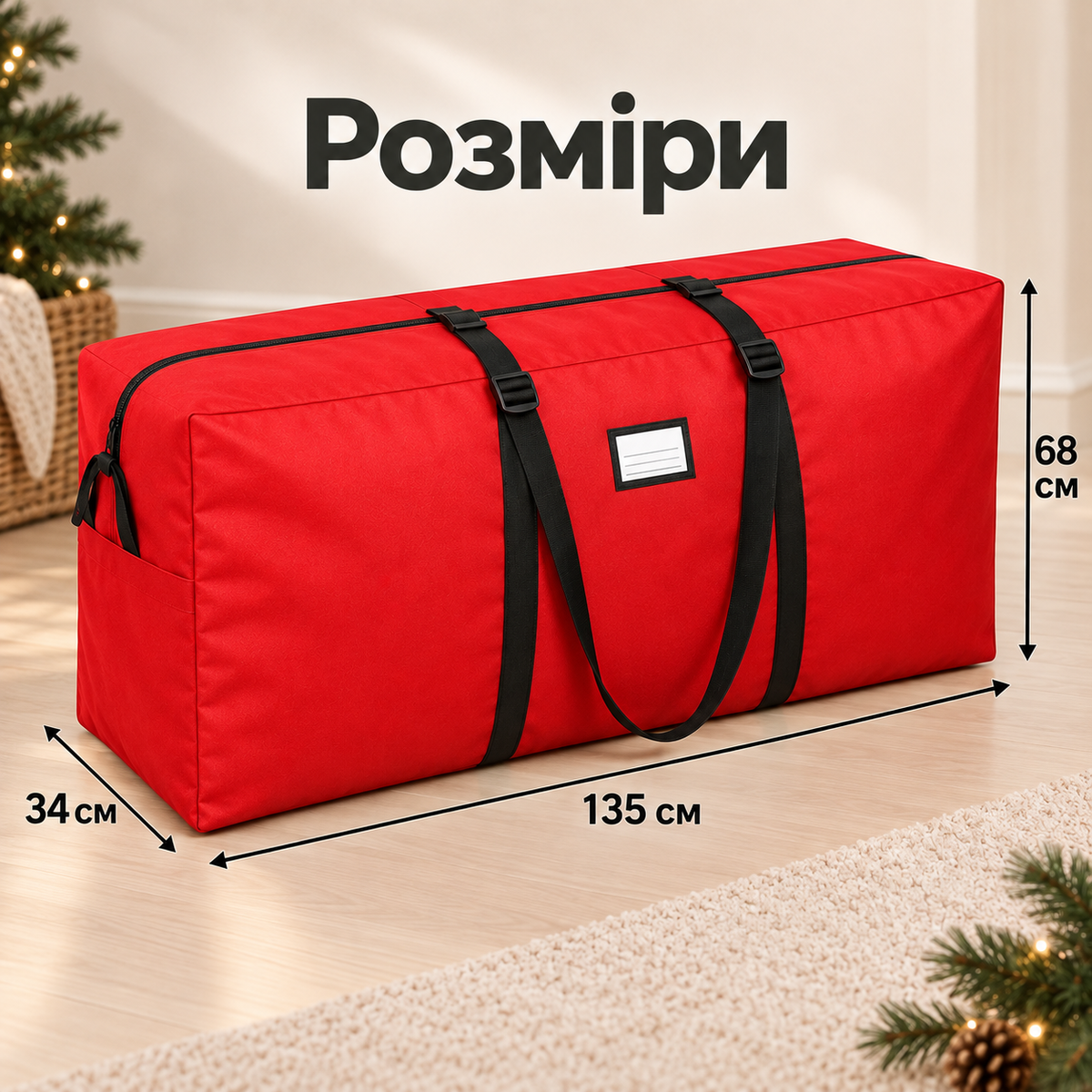Сумка для зберігання ялинки 135 × 34 × 68 см з ручками та ременями-thumbmail-7