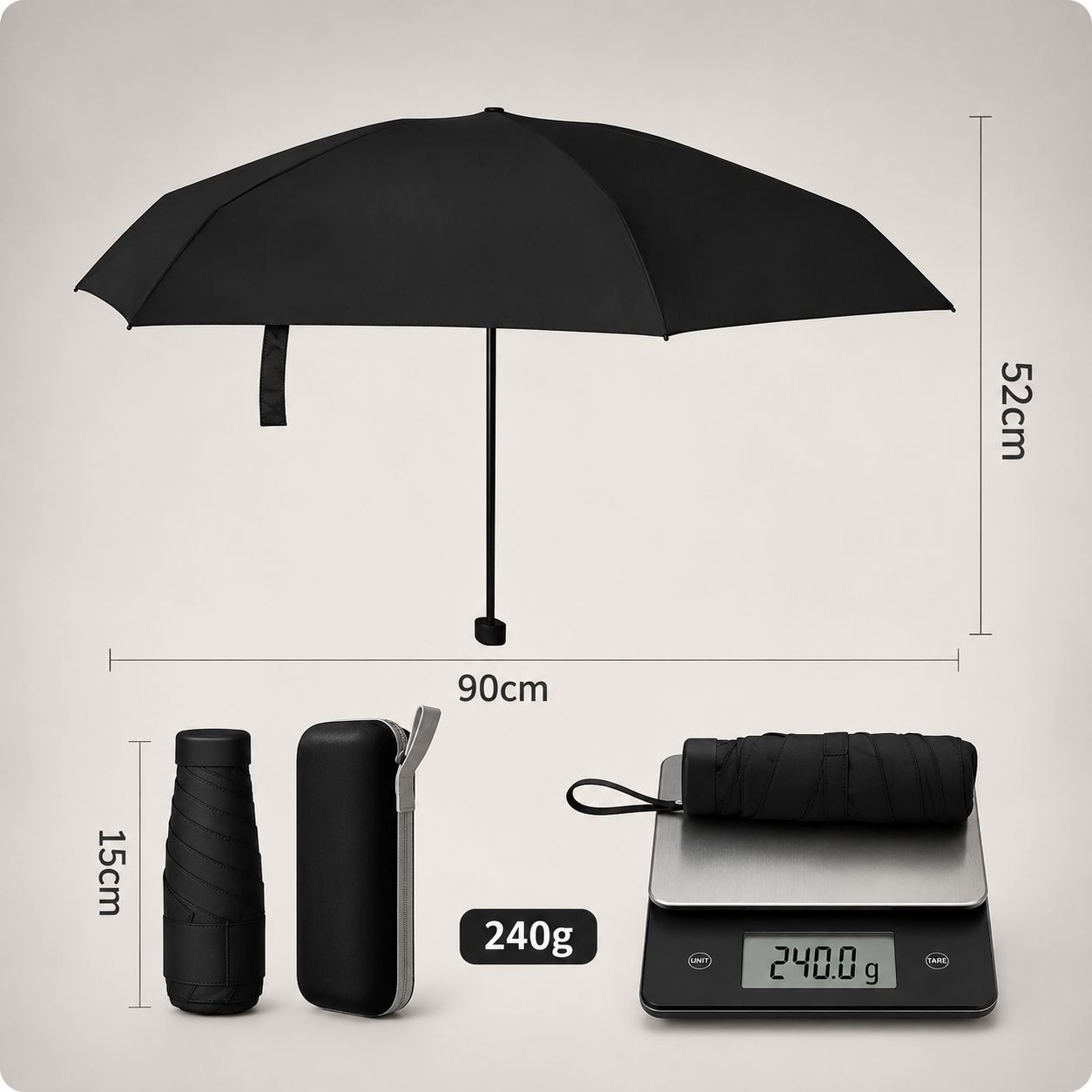 Кишенькова міні-парасолька складна Pocket Mini Umbrella у футлярі — компактна жіноча та чоловіча парасоля від дощу і сонця, UV-захист 50+ (15 см)